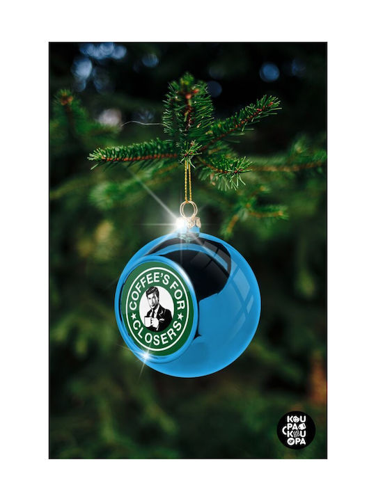 Coffee's Closers Christmas Plastic Ball Ornament Blue 8cm