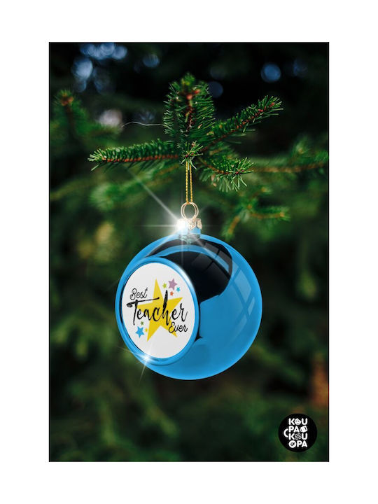 Teacher Super Star Weihnachtshänger Kugel Ornament Plastik Blau 8cm