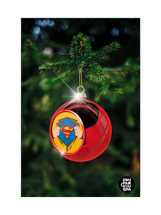 Superman Hands Weihnachtshänger Kugel Ornament Plastik Rot 8cm