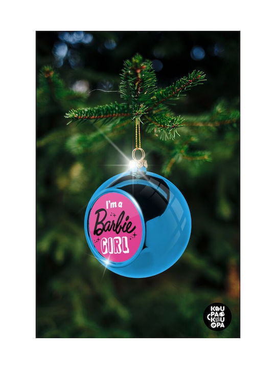 I'm Barbie Girl Christmas Plastic Ball Ornament Blue 8cm