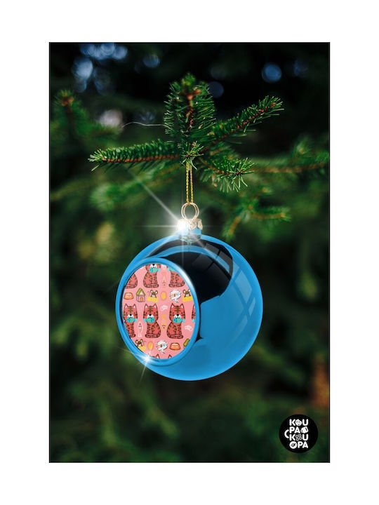 Cats Fishes Weihnachtshänger Kugel Ornament Plastik Blau 8cm