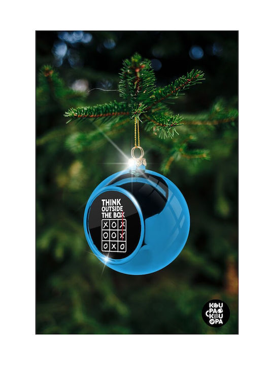 Think Outside Box Christmas Plastic Ball Ornament Blue 8cm