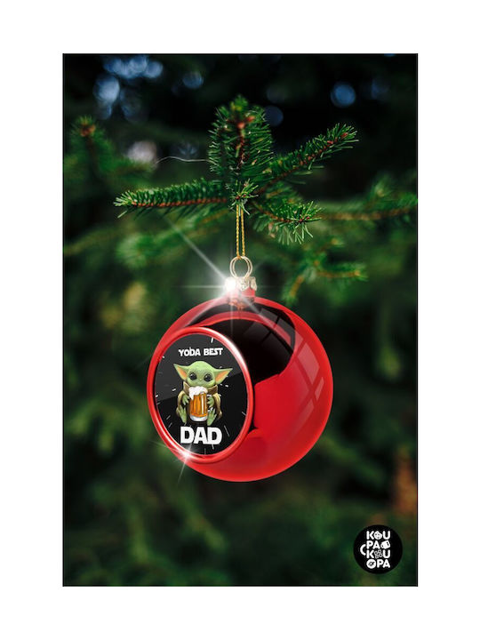 Yoda Best Dad Weihnachtshänger Kugel Ornament Plastik Rot 8cm