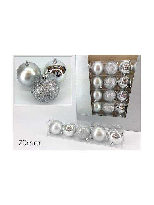 General Trade Ornament de Crăciun Ball Ornament Silver Set de 5buc