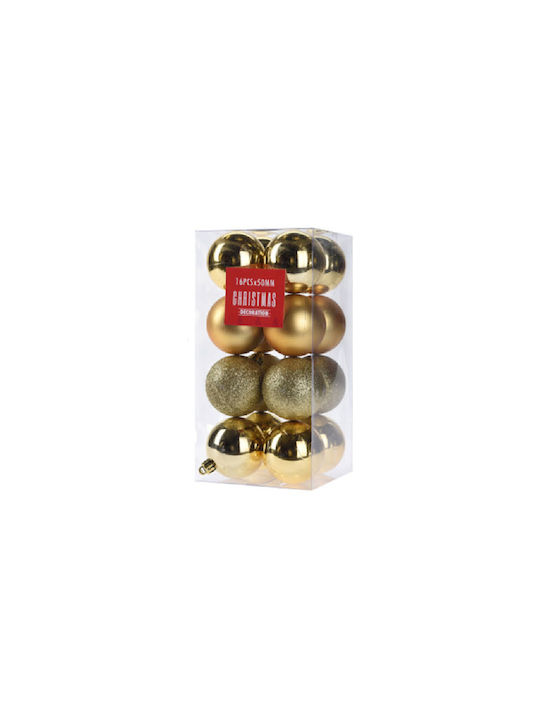 H&S Christmas Plastic Ball Ornament Gold 5cm 16pcs