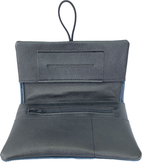 Tabaktasche aus Künstliches Leder Blau Handgefertigt mit Kordel 16x9cm