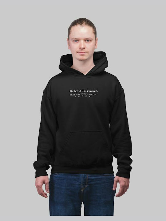 TKT Be Kind To Yourself Men's Sweatshirt with Hood and Pockets Black