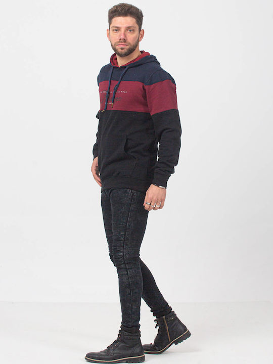 Beltipo Men's Sweatshirt with Hood & Pockets blue and burgundy