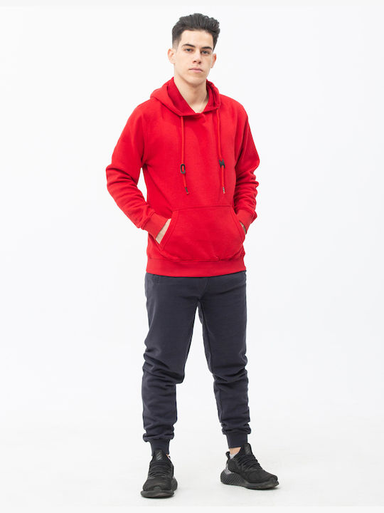 Beltipo Herren Sweatshirt Jacke mit Kapuze und Taschen Rot