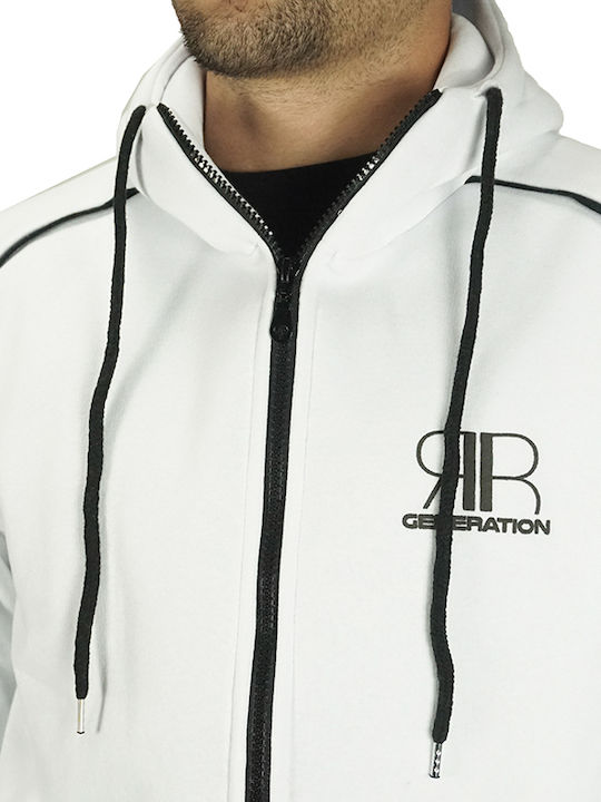 The Real Brand Real Brand Men's Sweatshirt Jacket with Pockets White