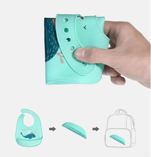 Fiko Waterproof Bib Silicone with Button & Pocket Light Blue for 6 m+