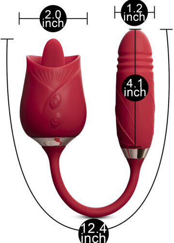 Rose Silicone Clitoral Stimulator Vibrating Tongue Classic Vibrator 38cm Pink