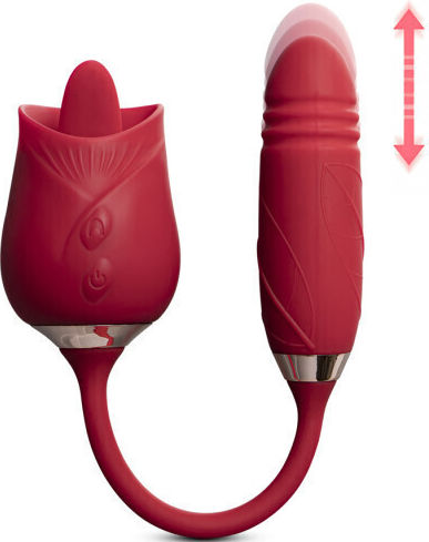 Rose Silicone Clitoral Stimulator Vibrating Tongue Classic Vibrator 38cm Pink