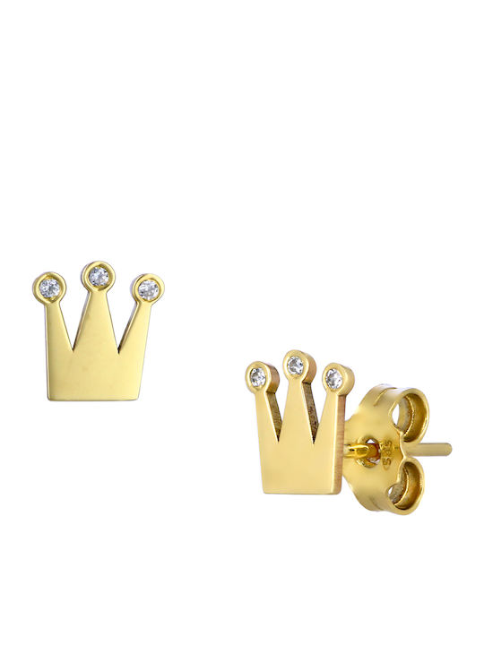 Kids Earrings Studs Crowns from Gold 14K