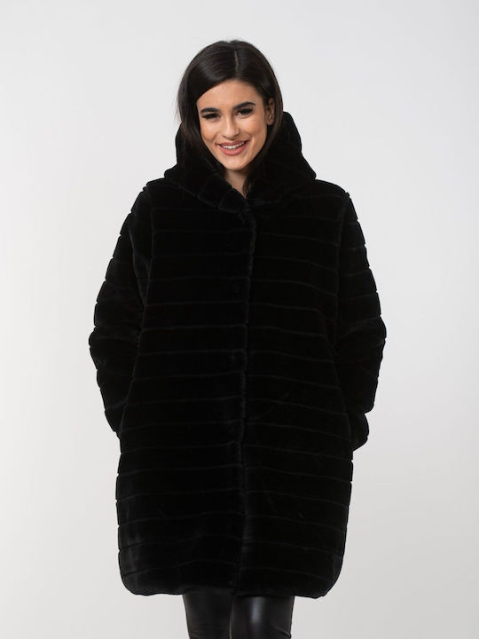 Lungă Blană de damă Negru