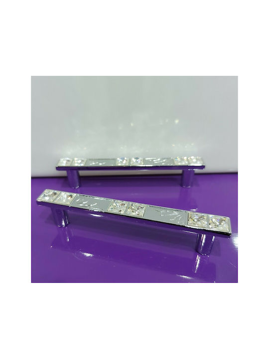 Handle Furniture made of Metallic & Zamak & Crystal Chrome 117mm (Center Distance 96mm) 0134-096-SWI1 1pcs
