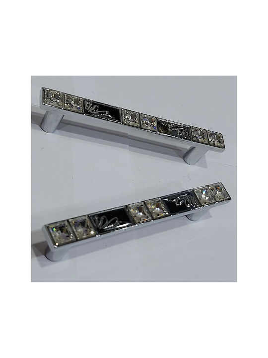 Handle Furniture made of Metallic & Zamak & Crystal Chrome 117mm (Center Distance 96mm) 0134-096-SWI1 1pcs