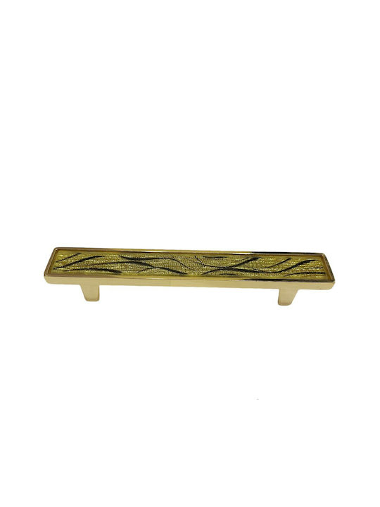 Handle Furniture made of Metallic & Zamak & Crystal in Gold Color 128mm (Center Distance 96mm) 0138-096-ORO1 1pcs