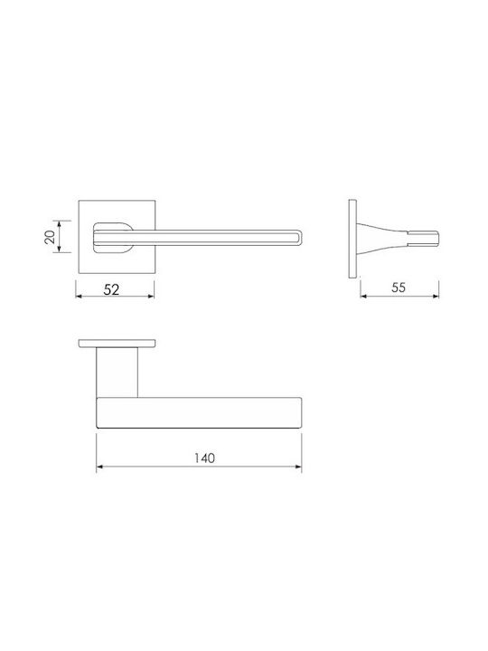 Yalis Design Lever Middle Door with Rosette Yalis Pair Silver