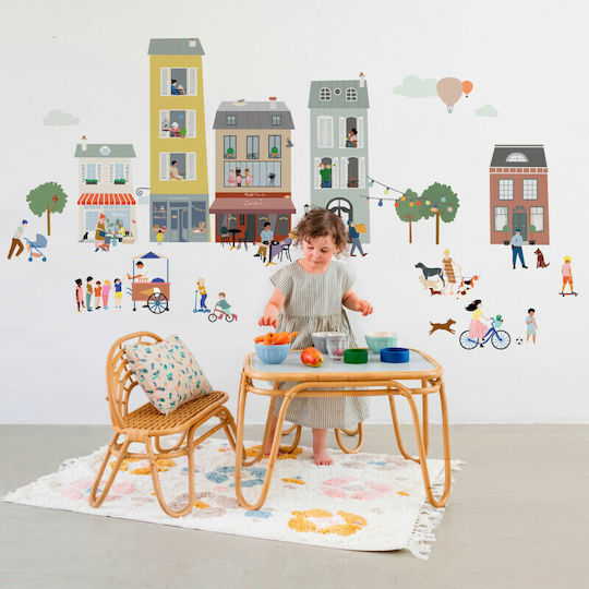 Mimi'lou Детска стикерна за стена Стена Mon Village 60x60бр