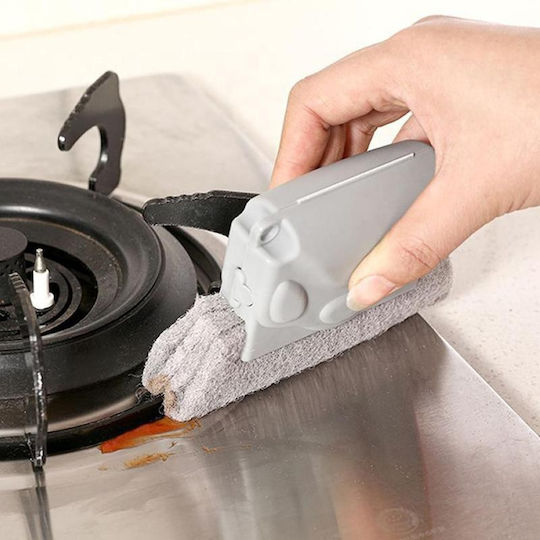 Plastic Cleaning Brush with Handle Gray