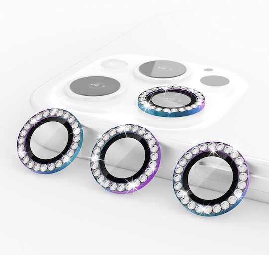 Glitter Crystal Ring Style Протектор за камера Метална рамка Сребрист за iPhone 12 Pro Max