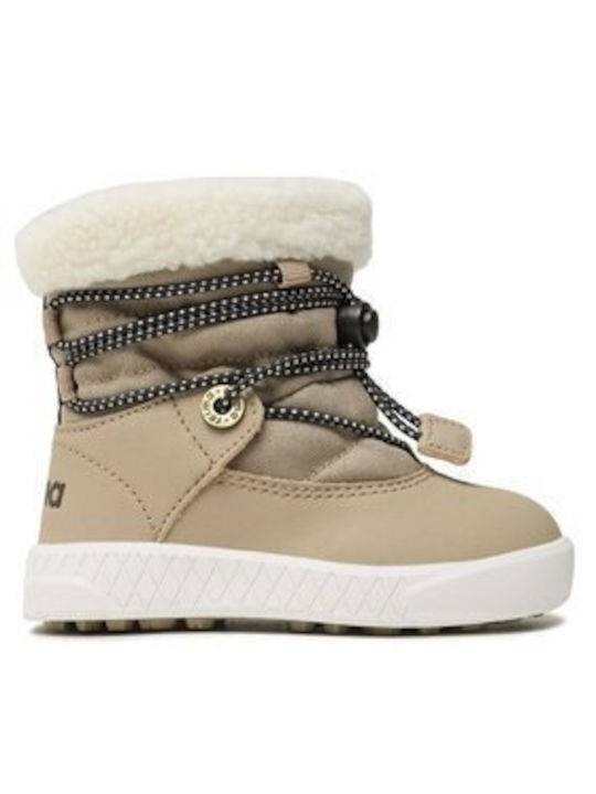 Kinder-Schneestiefeletten mit Schnürsenkeln Beige 5400036A