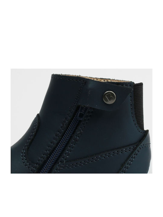 Step Up No 18-22 Paddington Kids Leather Boots with Zipper Navy Blue