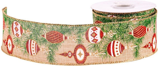 Weihnachtliche Farbband Stoff Beige 1000x6.3cm 1Stück