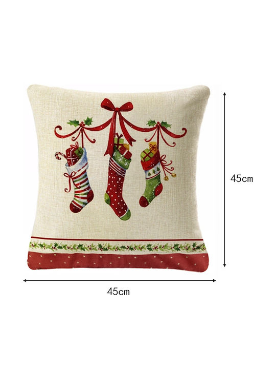 Christmas Decorative Square Pillowcase Beige 45x45pcs