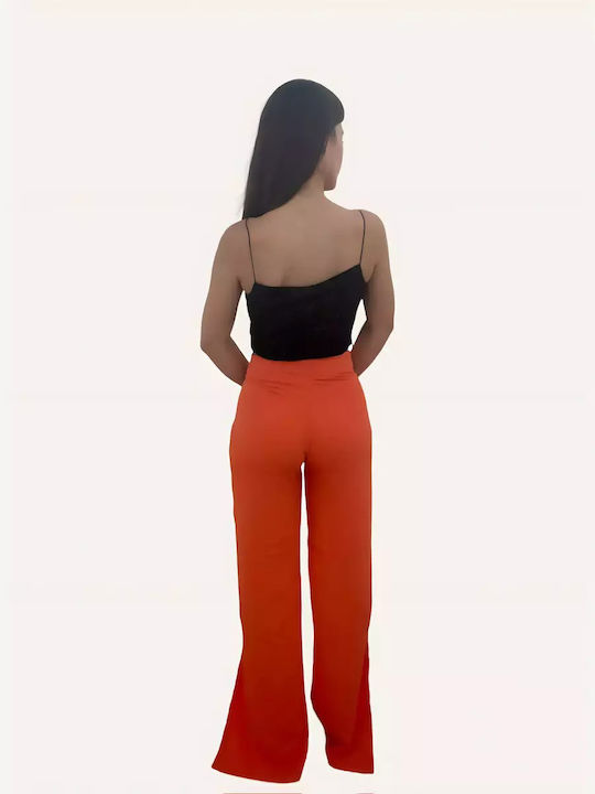 Women's Orange Pants with Opening in the hem