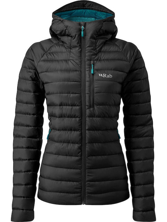 Microlight Alpine Women's Long Puffer Jacket Waterproof and Windproof for Winter Black