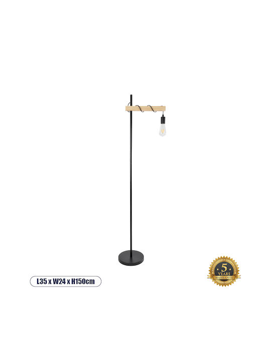 GloboStar Mindelo Floor Lamp H150xW35cm. with Socket for Bulb E27 Black