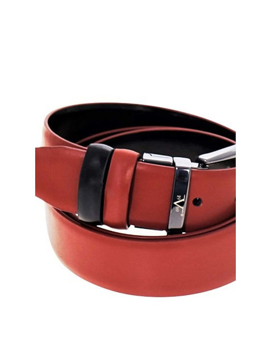 19V69 Men's Leather Double Sided Belt Tabac Brown