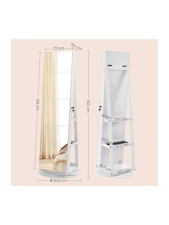 Songmics Καθρέπτης με Λευκό Ξύλινο Πλαίσιο 162x37cm