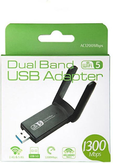 Verk Group 06195 Безжичен USB Мрежов Адаптер 1300Mbps