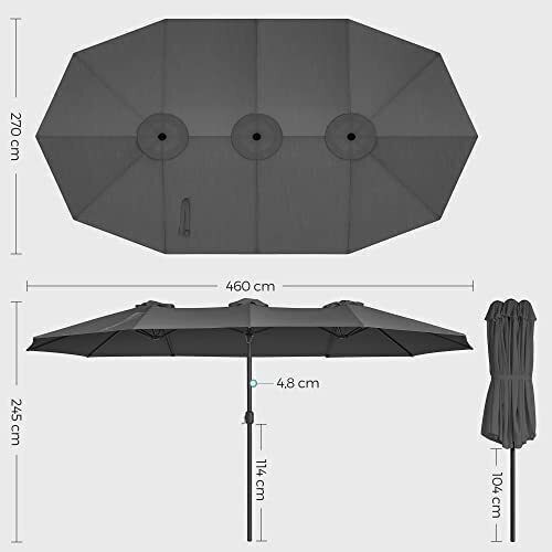 Ομπρέλα Αλουμινίου Γκρι 4.6x2.7m