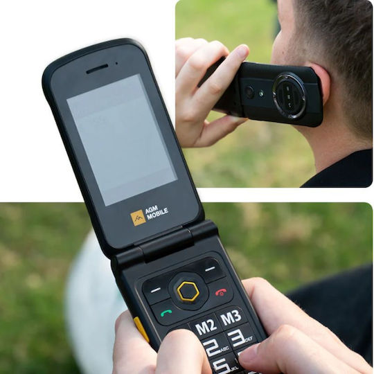 AGM M8 Flip Dual SIM Ανθεκτικό Κινητό με Μεγάλα Κουμπιά Μαύρο