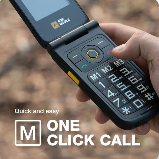 AGM M8 Flip Dual SIM Ανθεκτικό Κινητό με Μεγάλα Κουμπιά Μαύρο