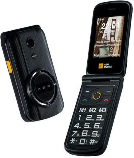 AGM M8 Flip Dual SIM Ανθεκτικό Κινητό με Μεγάλα Κουμπιά Μαύρο