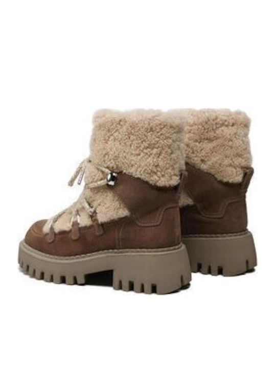 Stiefeletten Damen mit Pelz Beige