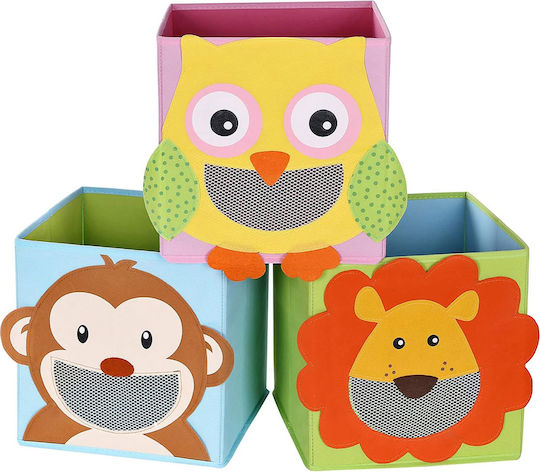 Songmics Kinder Aufbewahrungsbox aus Stoff Box Set Mehrfarbig 3Stück