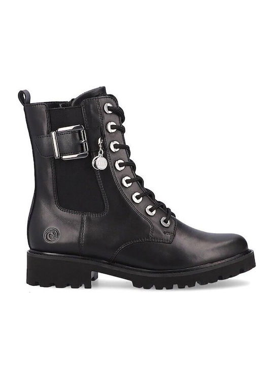 Leder Stiefeletten Damen Schwarz