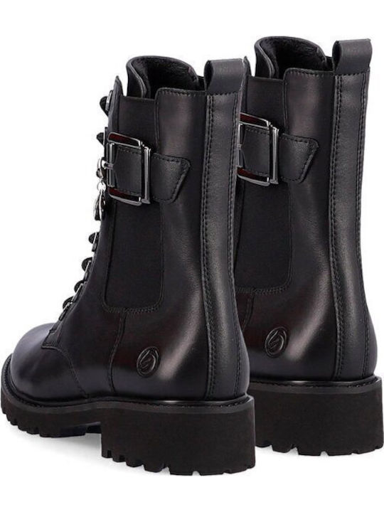 Leder Stiefeletten Damen Schwarz