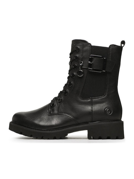 Leder Stiefeletten Damen Schwarz