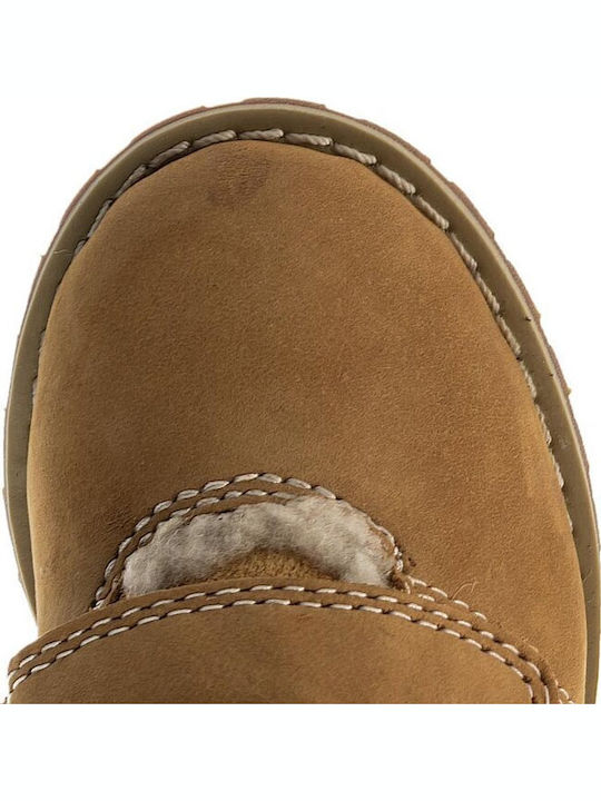 Pokey Pine Suede Kids Boots with Velcro Brown