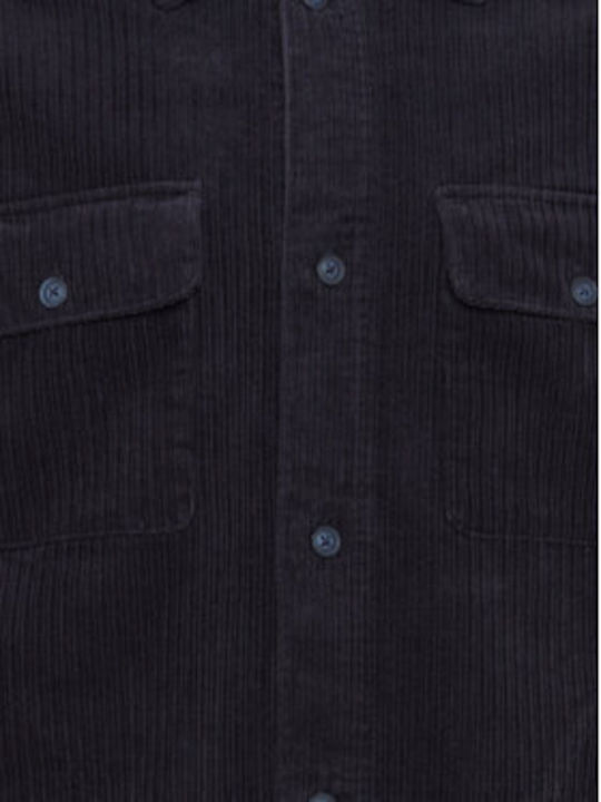 Μακρυμάνικo Κοτλέ Overshirt σε Κανονική Γραμμή Σκούρο Μπλε