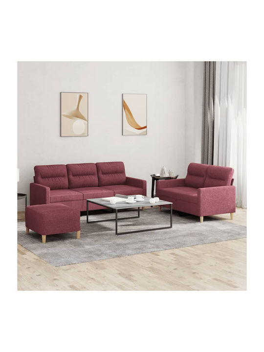 Living Room Furniture Set 3-Seater & 2-Seater & Stool Bordeaux
