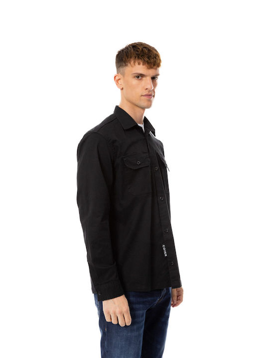 Cover Jeans Herrenhemd Overshirt Langärmelig Cord Black