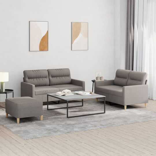 Living Room Furniture Set 2-Seater & 2-Seater & Stool Taupe